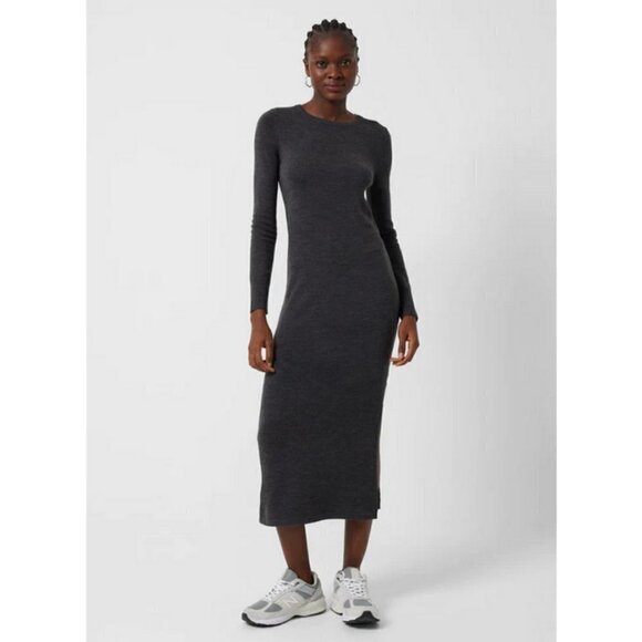 💕FRENCH CONNECTION💕 Sweeter Midi Sweater Dress ~ Grey Melange Small S NWT - Picture 1 of 15